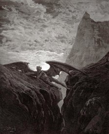 Gustave Doré - Satan resting on the Mountain (from Milton's 