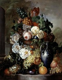 Francois Joseph Hyugens - Still Life of Fruit and Flowers