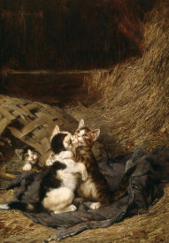 Julius Adam - Kittens in the Hay