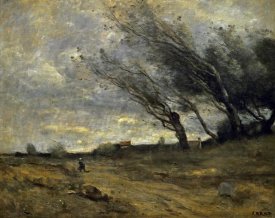 Jean-Baptiste-Camille Corot - A Gust of Wind