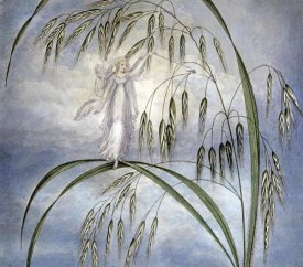 Amelia Jane Murray - A Fairy Waving Her Wand Standing Among Blades of Grass