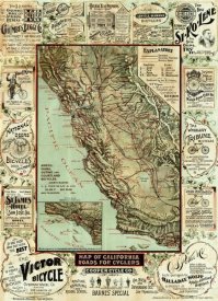 George W. Blum - Map of California Roads for Cyclers, 1896