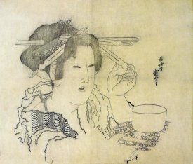 Hokusai - A Woman With A Teacup 1816