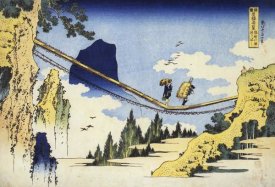Hokusai - Farmers Crossing A Suspension Bridge