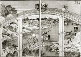 Hokusai - Seven Bridges In One View With Mt Fuji