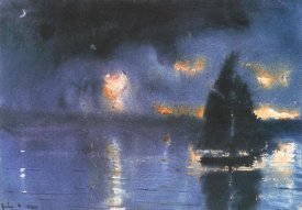 Winslow Homer - Sailboat And Fourth Of July Fireworks