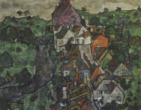 Egon Schiele - Krumau Landscape Town And River 1916