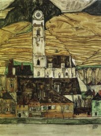 Egon Schiele - Stein On The Danube From The South 1913