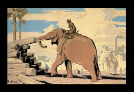 Vintage Elephant - Moving Logs with Elephant Power