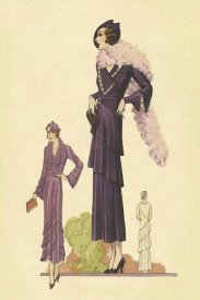 Vintage Fashion - Modern Violet Dress with Boa