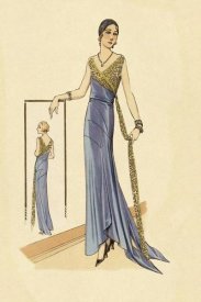 Vintage Fashion - Evening Gown in Blue and Gold