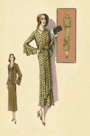 Vintage Fashion - Ruffled Autumn Dress and Overcoat