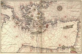 Battista Agnese - Portolan or Navigational Map of Greece, the Mediterranean and the Levant