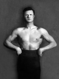 Vintage Muscle Men - Bodybuilder in Pants with Bared Torso