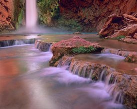 Tim Fitzharris - Mooney Falls cascading into Havasu Creek, Grand Canyon National Park, Arizona