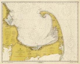 NOAA Historical Map and Chart Collection - Nautical Chart - Cape Cod Bay ca. 1970 - Sepia Tinted