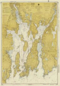 NOAA Historical Map and Chart Collection - Nautical Chart - Narragansett Bay ca. 1975 - Sepia Tinted
