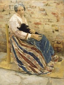 Max Liebermann - An Old Woman with Cat