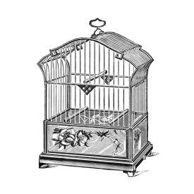 Catalog Illustration - Etchings: Birdcage - Gable top, rose base.