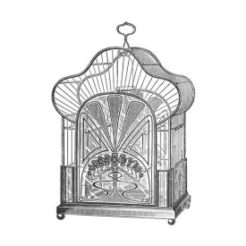 Catalog Illustration - Etchings: Birdcage - Palmate top, forget-me-not detail.