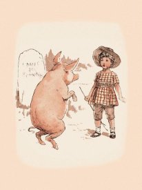 Advertisement - Pigs and Pork: Pig on Hind Legs and Little Girl