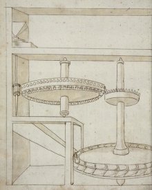 Francesco di Giorgio Martini - Folio 40: mill with horizontal water wheel