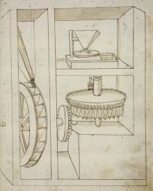 Francesco di Giorgio Martini - Folio 40: mill with overshot water wheel