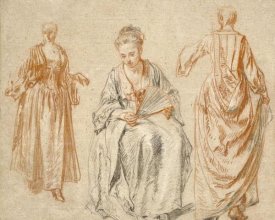 Jean-Antoine Watteau - Studies of Three Women