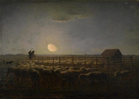 Jean-Francois Millet - The Sheepfold, Moonlight, 1856-1860