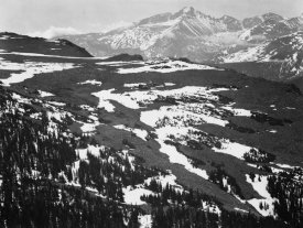 Ansel Adams - View of plateau, snow covered mountain in background, Long's Peak,  in Rocky Mountain National Park, Colorado, ca. 1941-1942