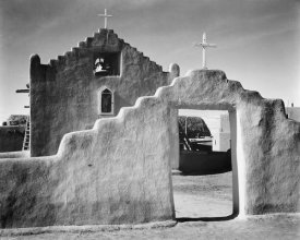 Ansel Adams - Full side view of entrance with gate to the right, Church, Taos Pueblo National Historic Landmark, New Mexico, 1941