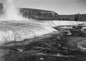 Ansel Adams - River in foreground, trees behind, Firehold River, Yellowstone National Park, Wyoming, ca. 1941-1942