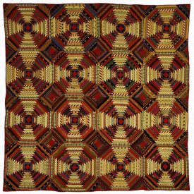 Unknown 19th Century American Needleworker - Quilt, 'Log Cabin' Pattern, 'Pineapple' variation