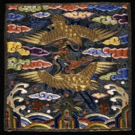 Unknown 20th Century Korean Needleworker - Pair of Badges (Hyungbae) of the Upper Civil Rank with Two Cranes