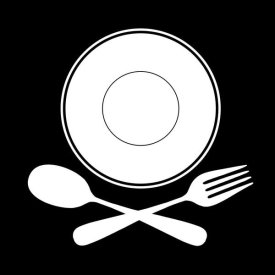 BG.Studio - Mealtime: White on Black - Plate with Crossed Cutlery