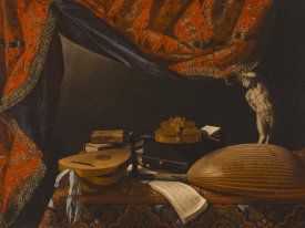 Evaristo Baschenis - Still Life with Musical Instruments, Books and Sculpture