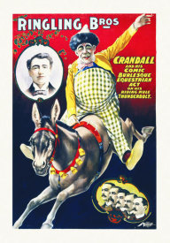 Hollywood Photo Archive - Ringling Bros - Crandall And His Comic Burlesque Equestrian Act On His Riding Mule Thunderbolt