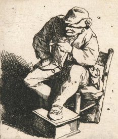 Cornelis Bega - The Smoker, 17th century
