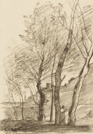 Jean-Baptiste-Camille Corot - Reading beneath the Trees, 1874