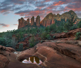 Tim Fitzharris - Coffee Pot Rock and the Seven Sacred Pools at sunset near Sedona, Arizona