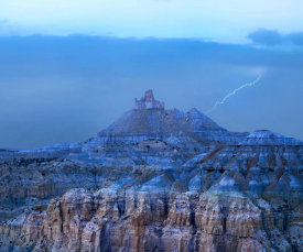 Tim Fitzharris - Lightning hitting mountain, Angel Peak, Angel Peak Scenic Area, New Mexico