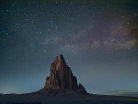Tim Fitzharris - Rock formation at night, remnant basalt core of extinct volcano, Ship Rock, New Mexico