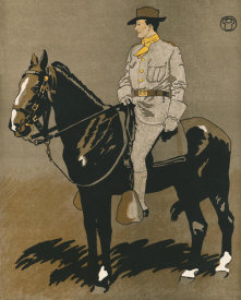 Edward Penfield - Cavalryman on Horse - art detail from Harper's for October, 1898