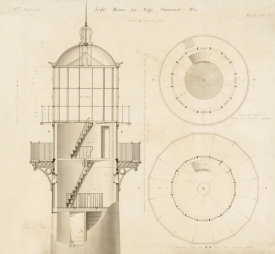 Department of Commerce. Bureau of Lighthouses - Drawing Showing Lantern Sections for the Lighthouse at Cape Canaveral, Florida, 1860