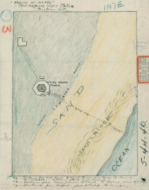Department of Commerce. Bureau of Lighthouses - Cape Hatteras, North Carolina - Map Sketch, Erosion Of Beach, ca. 1919