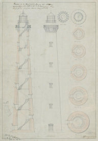 Department of Commerce. Bureau of Lighthouses - Cape Hatteras, North Carolina - Elev/Section/Plan, 'Project For New LH'