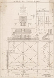 Department of Commerce. Bureau of Lighthouses - Galveston, Texas - North Elevation Drawing for the Lighthouse, 1906