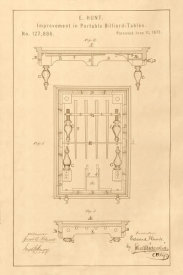 Department of the Interior. Patent Office. - Vintage Patent Illustrations: Portable Billiard-Table, 1872