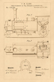 Department of the Interior. Patent Office. - Vintage Patent Illustrations: Toy Steam-Locomotives, 1872