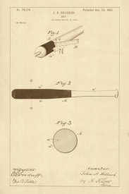 Department of the Interior. Patent Office. - Vintage Patent Illustrations: Baseball Bat, 1902